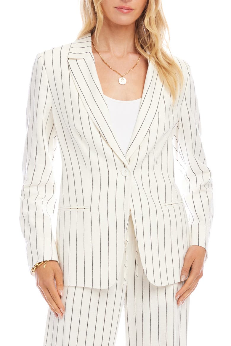 Stripe Linen Blend Blazer, Main, color, CREAM