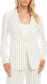 Karen Kane Stripe Linen Blend Blazer