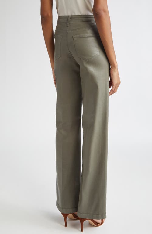 L Agence L'agence Scottie High Waist Coated Wide Leg Jeans In Green
