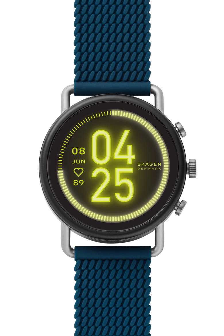 Falster 3 Mesh Silicone Strap Smart Watch, 42mm, Main, color, BLUE/ BLACK/ SILVER