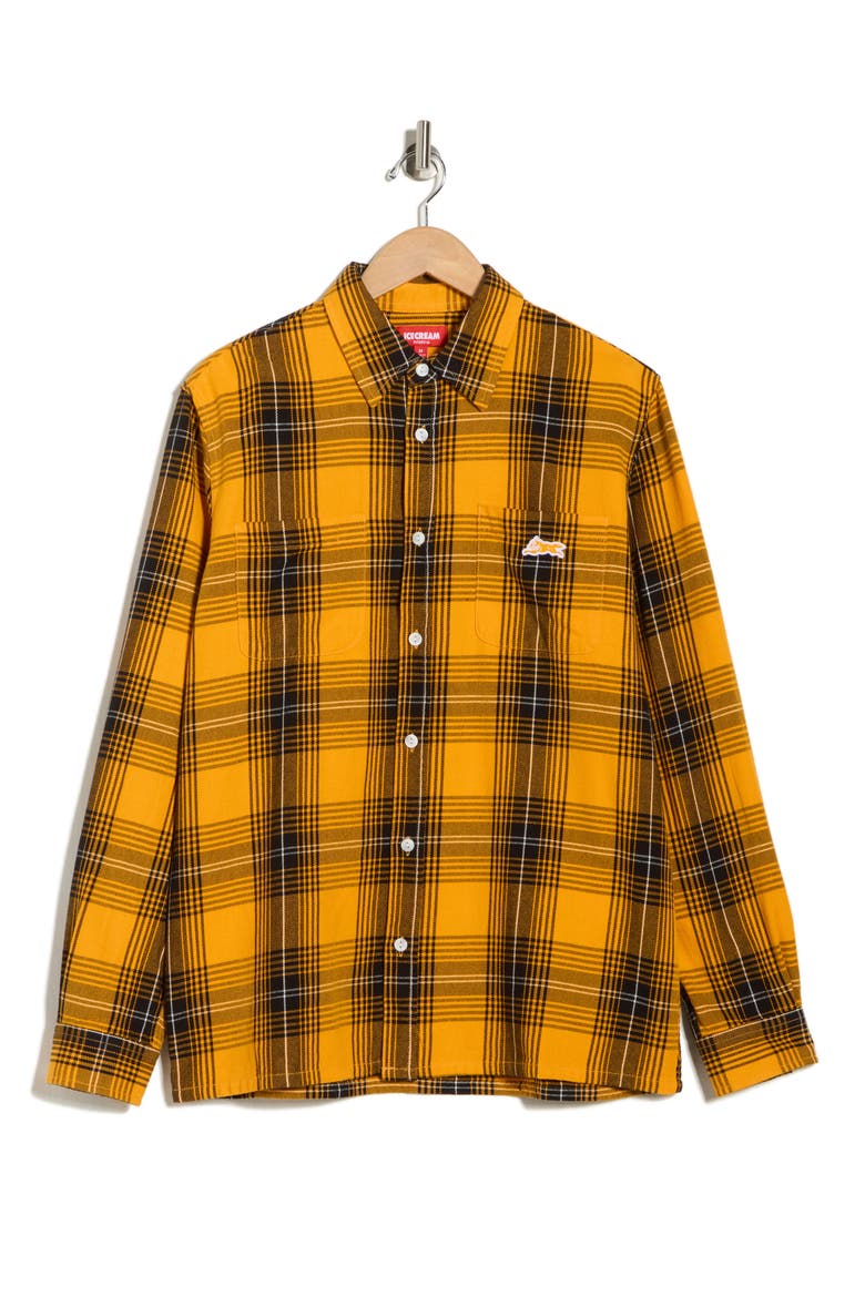 Jacob Flannel Button-Up Shirt, Alternate, color, BRIGHT MARIGOLD