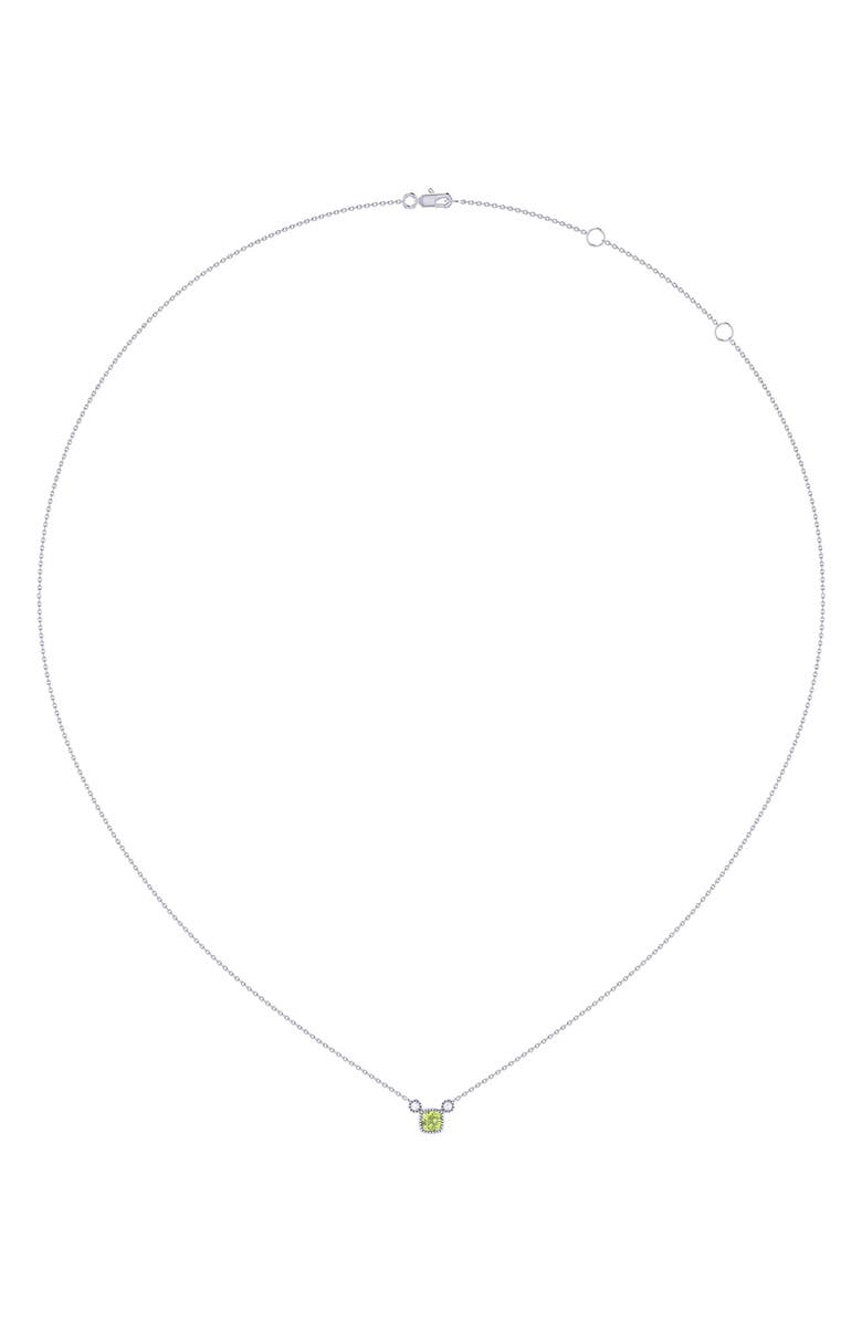 LuvMyJewelry La Vie Cushion Cut Peridot & Diamond Pendant Necklace - 0.04ct., Alternate, color, 14K White Gold