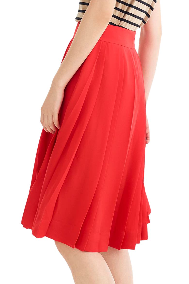 Double Pleated Midi Skirt, Alternate, color, BRIGHT CERISE