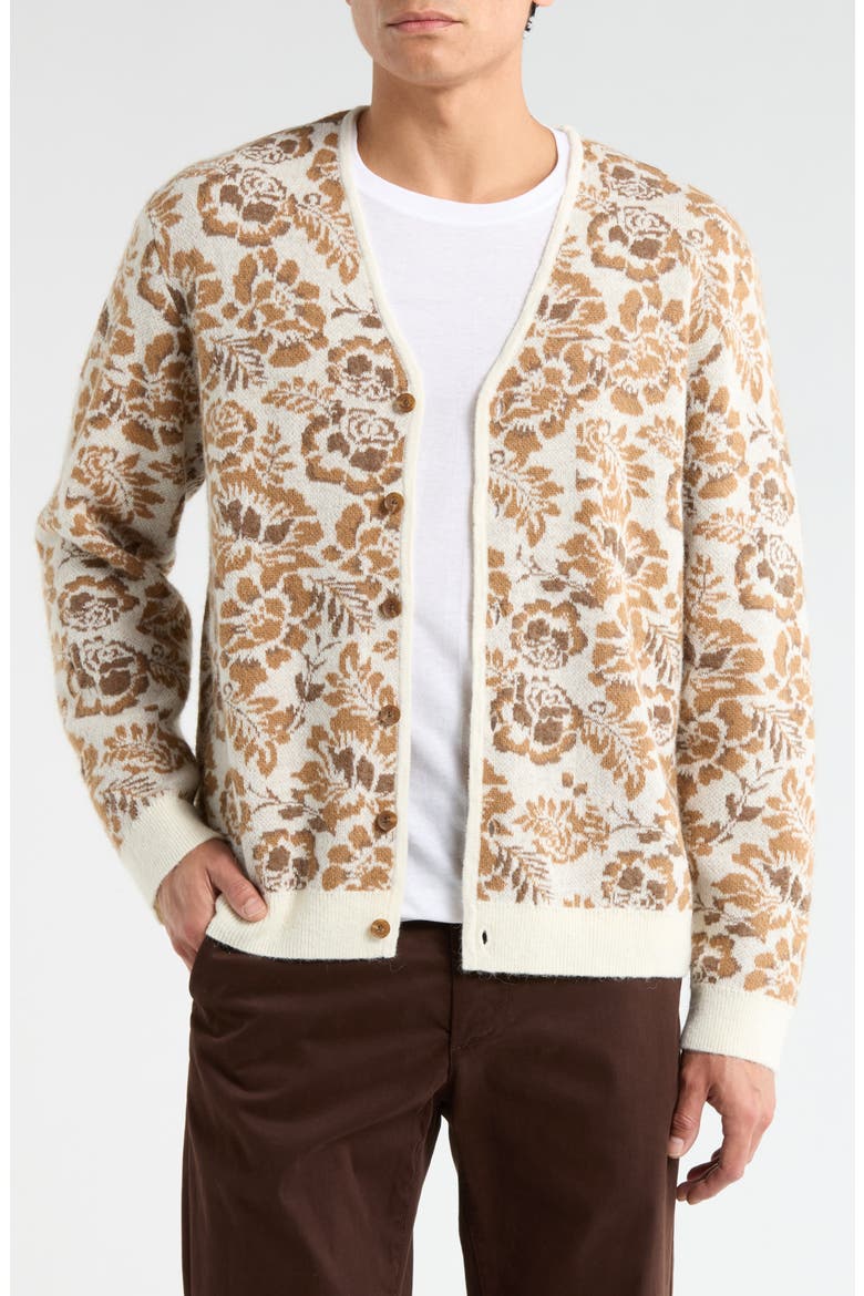 Alban Floral Jacquard Cardigan, Main, color, NATURAL / BROWN