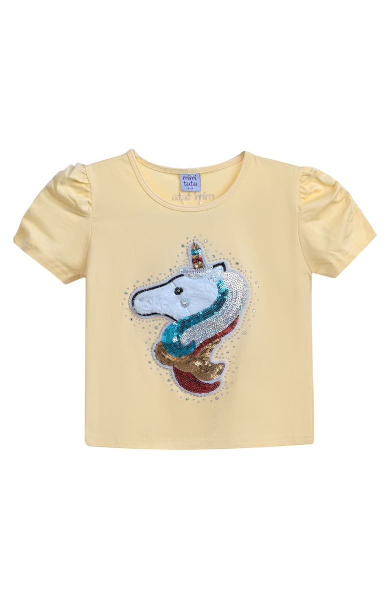 Mimi Tutu Unicorn T-Shirt, Main, color, Yellow