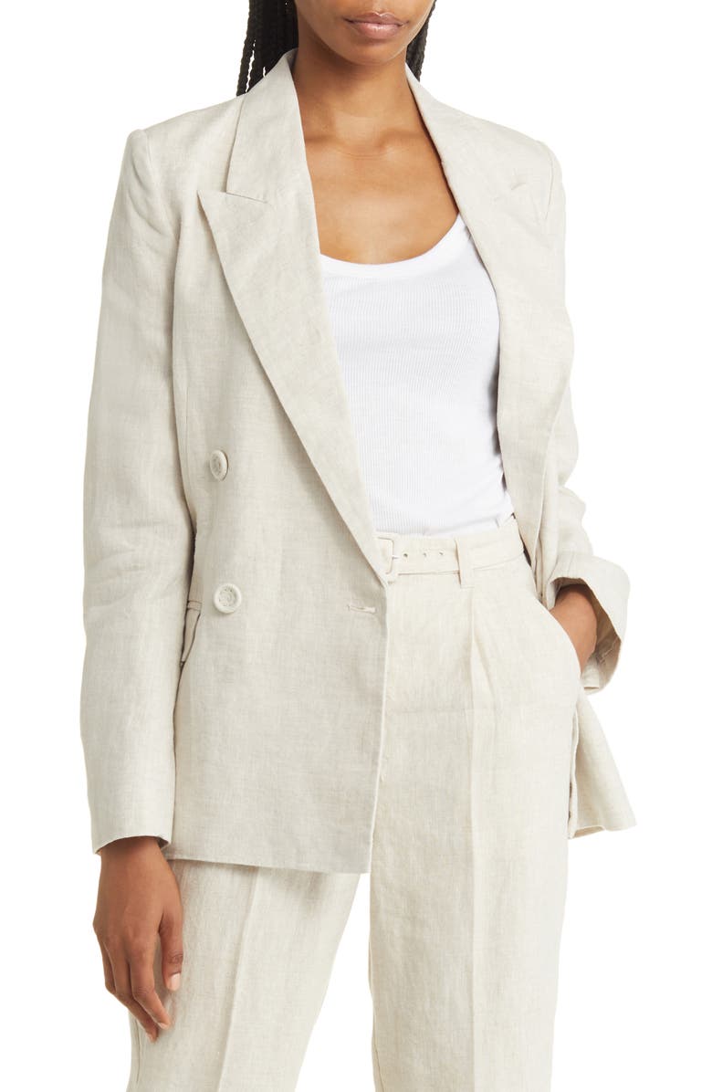 & Other Stories Double Breasted Linen Blazer, Main, color, 