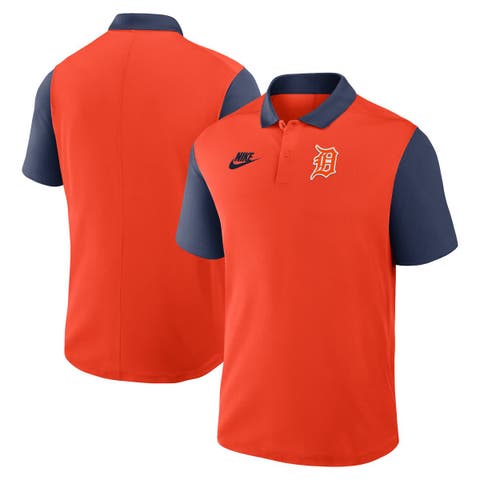 Men's Nike Orange/Navy Detroit Tigers Cooperstown Collection Color-Block Victory Performance Polo