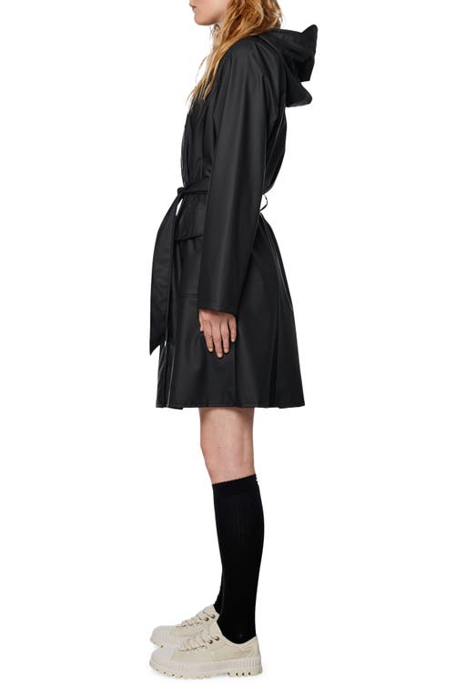 Rains Curve Waterproof Belted Jacket In Black