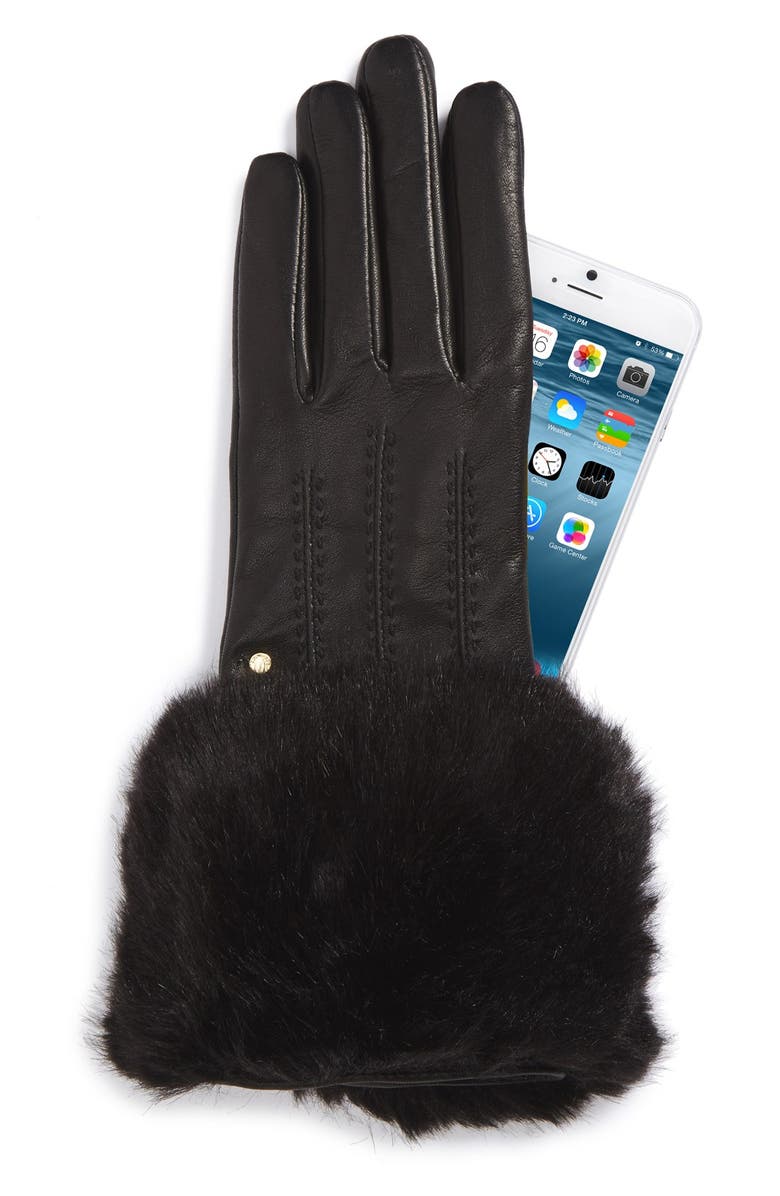 Ted Baker London Leather & Faux Fur Gloves, Alternate, color, 