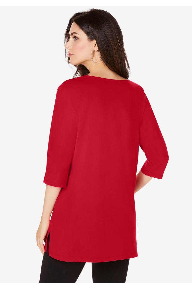 Three Quarter Sleeve Embellished Tunic, Alternate, color, BLUE MEDALLION OMBRE