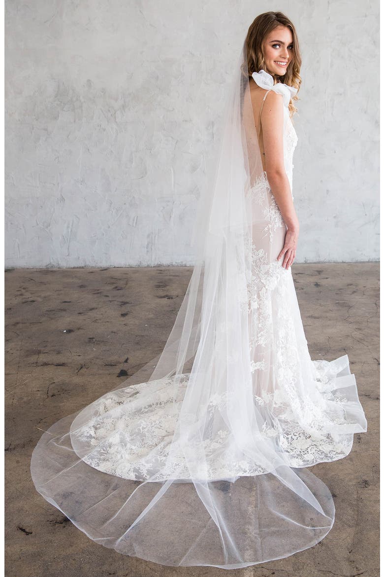 Iman Catherdal Tiered Tulle Veil (Nordstrom Exclusive), Main, color, IVORY