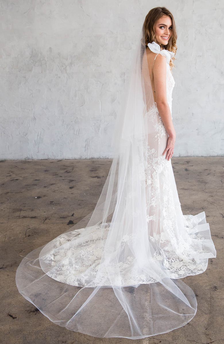 Brides & Hairpins Iman Catherdal Tiered Tulle Veil, Main, color, 