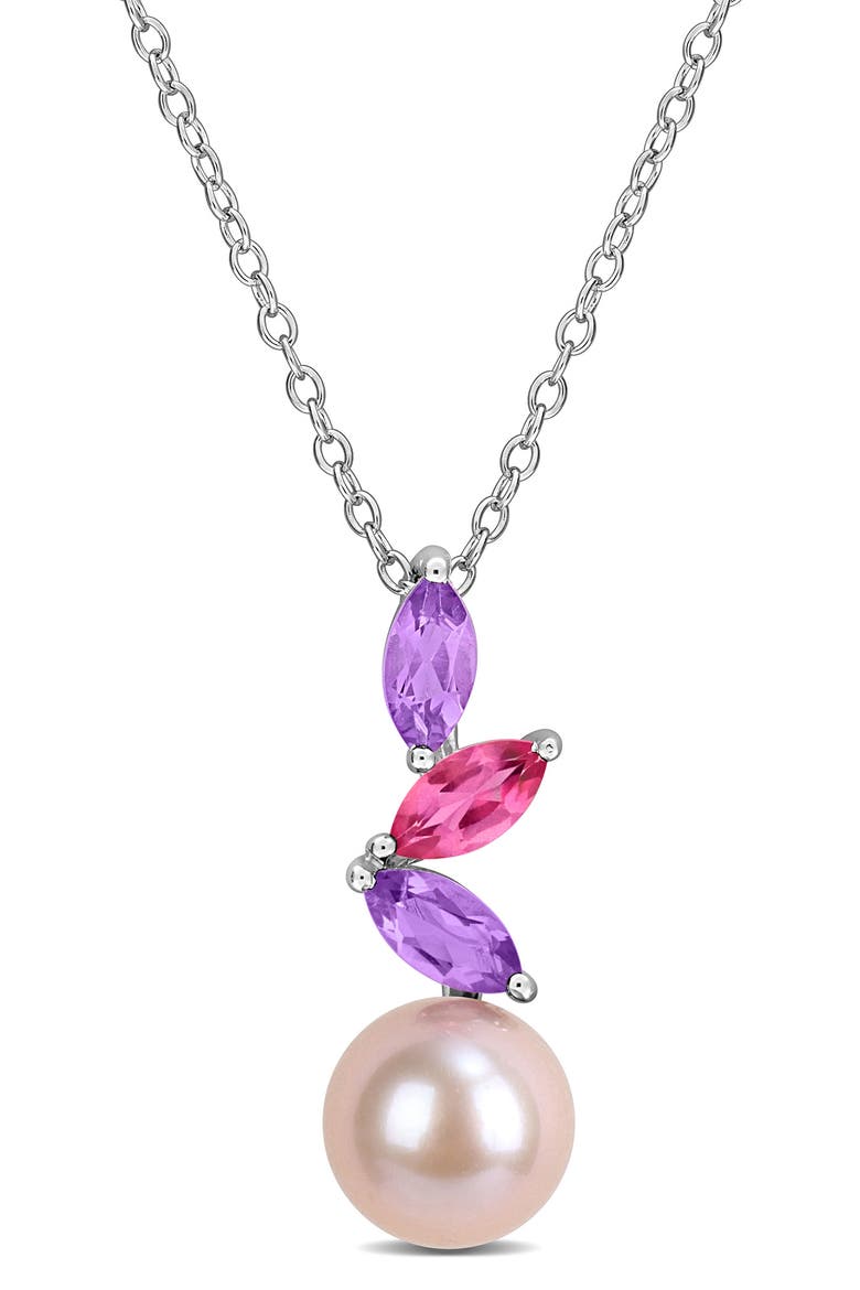 Pink Freshwater Pearl Pendant Necklace, Main, color, PURPLE MULTI