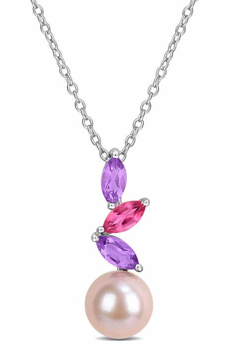 DELMAR Pink Freshwater Pearl Pendant Necklace
