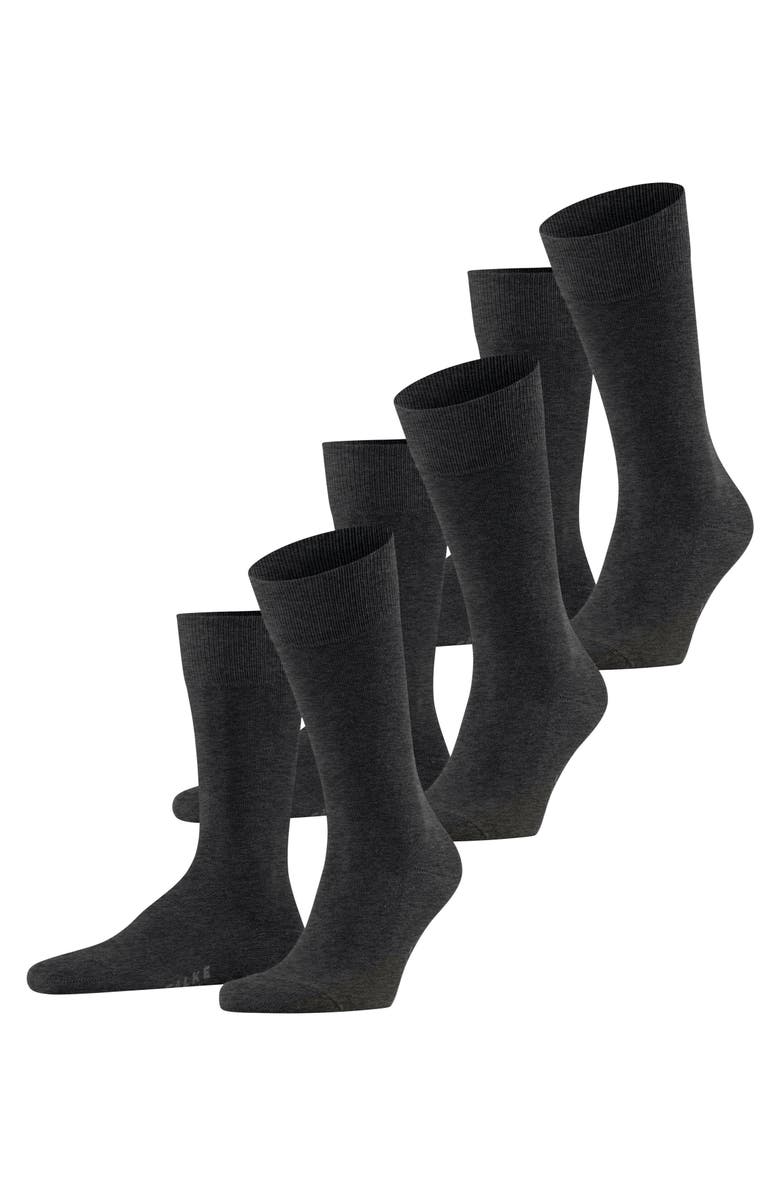 Falke Family 3-Pack Sustainable Cotton Socks, Main, color, Anthracite Melange