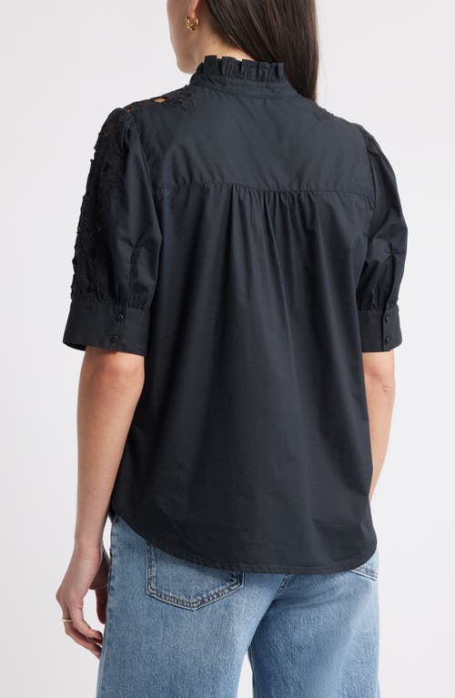 Caslonr Caslon(r) Ruffle Lace Appliqué Cotton Top In Black