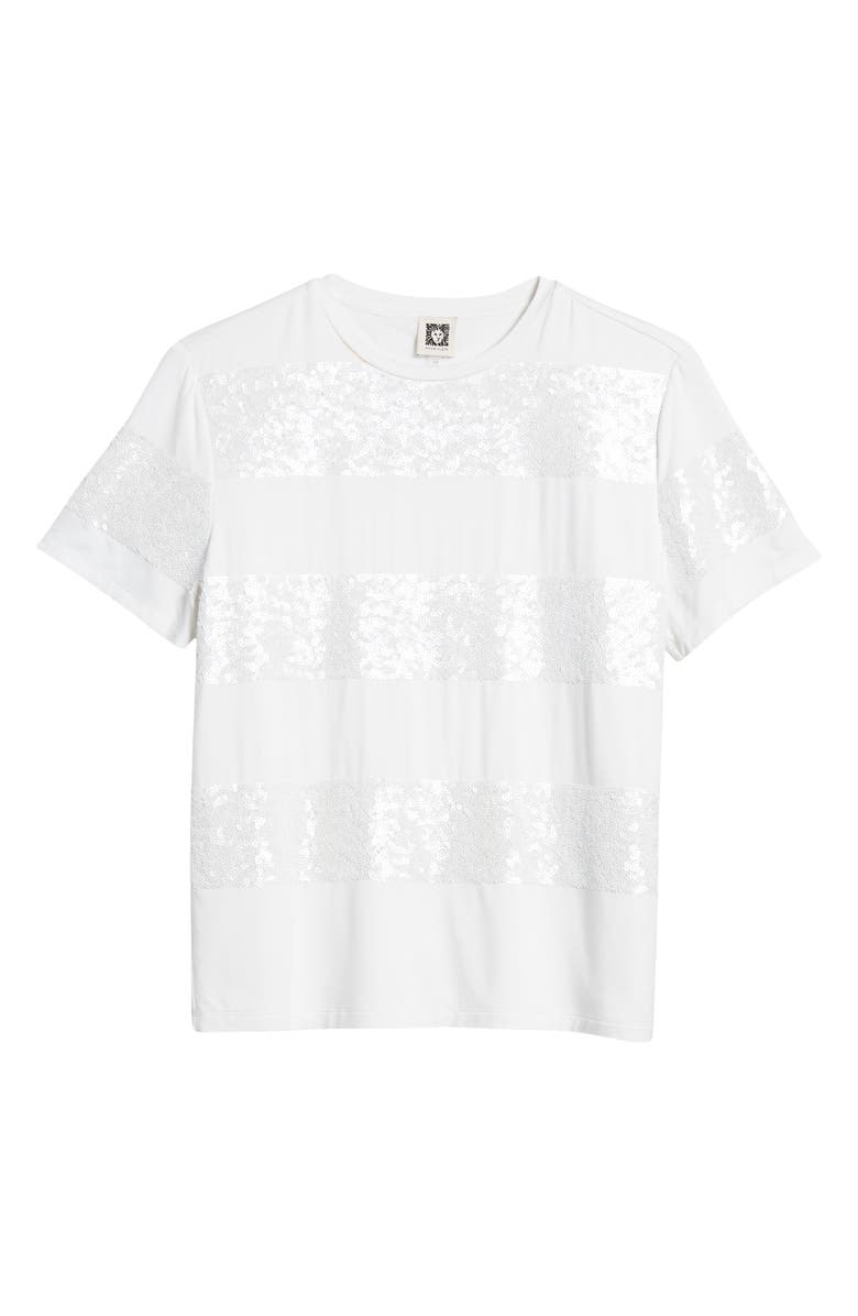Anne Klein Sequin Stripe T-Shirt, Alternate, color, 
