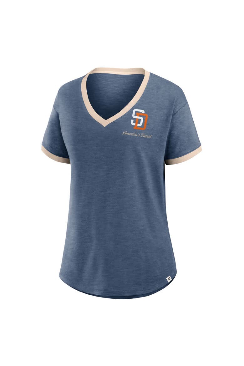 Women's Fanatics Navy San Diego Padres Binge Worthy Stadium Slub V-Neck T-Shirt, Alternate, color, Navy