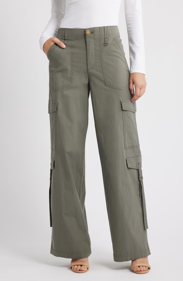 Wit & Wisdom 'Ab'Solution High Waist Cotton Blend Cargo Pants, Main, color, Dusty Olive