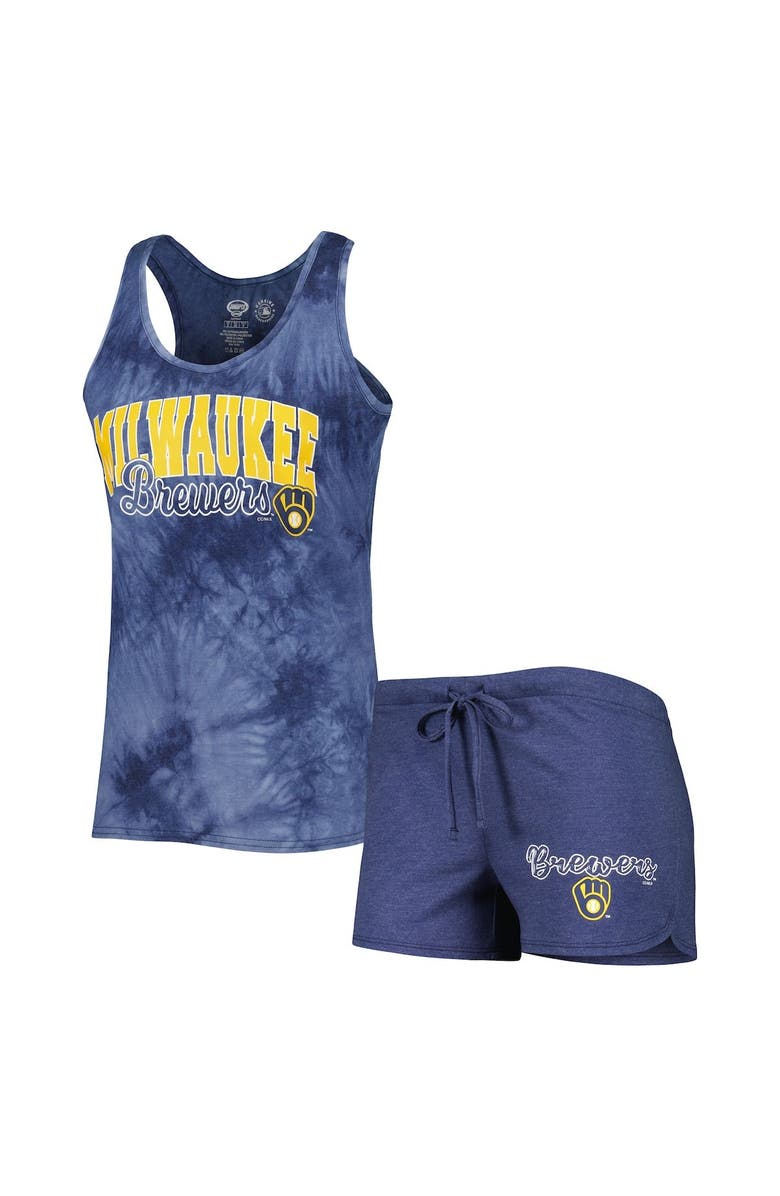 CONCEPTS SPORT Women's Concepts Sport Navy Milwaukee Brewers Billboard Racerback Tank & Shorts Sleep Set, Main, color, Navy