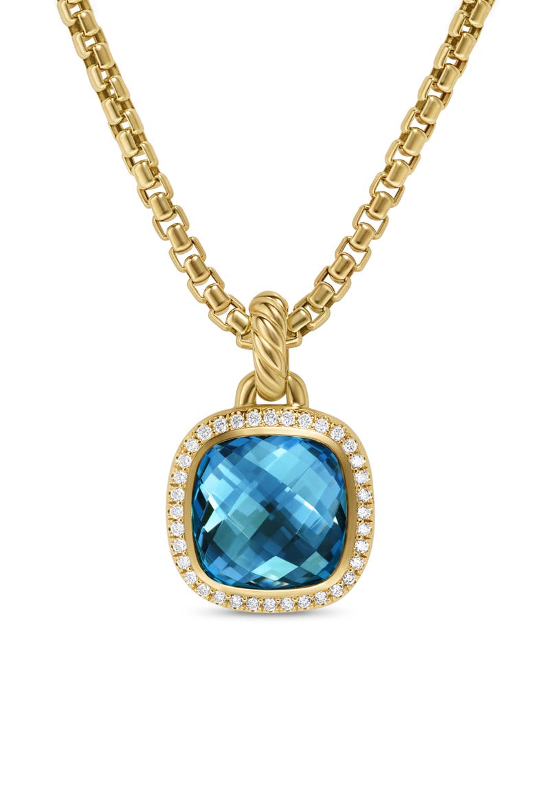 Albion® Pendant in 18K Yellow Gold with Diamonds, 11mm, Main, color, HAMPTON BLUE TOPAZ