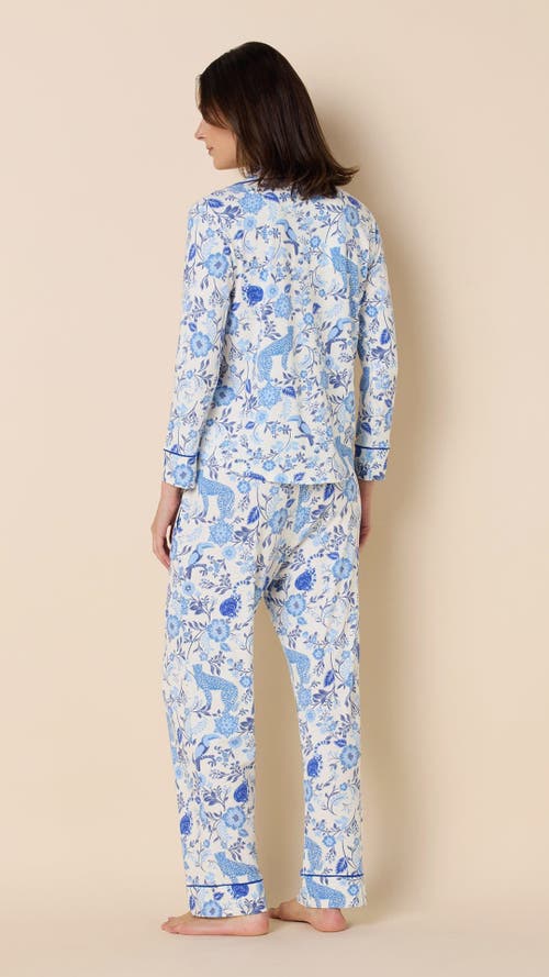 The Cat's Pajamas Pima Knit Pajama Print Set In Blue