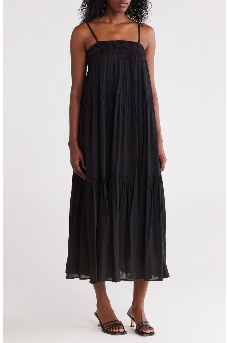 Tiered Maxi Dress, Main, color, BLACK