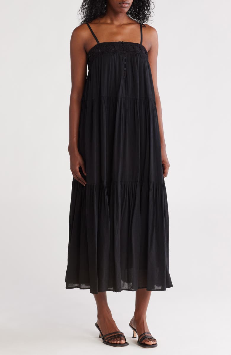 Lovestitch Tiered Maxi Dress, Main, color, Black