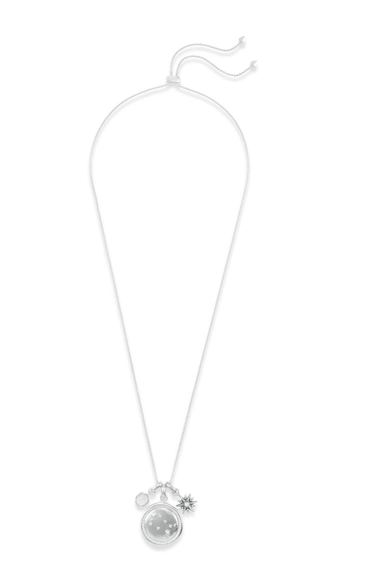 Kendra Scott Rhodium Plated Taurus Charm Necklace, Alternate, color, 