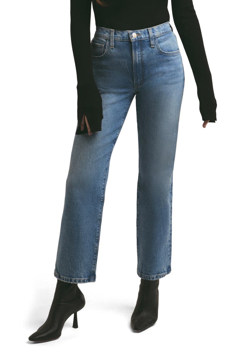 The Morgan Shortie High Waist Crop Straight Leg Jeans, Main, color, CROSBY
