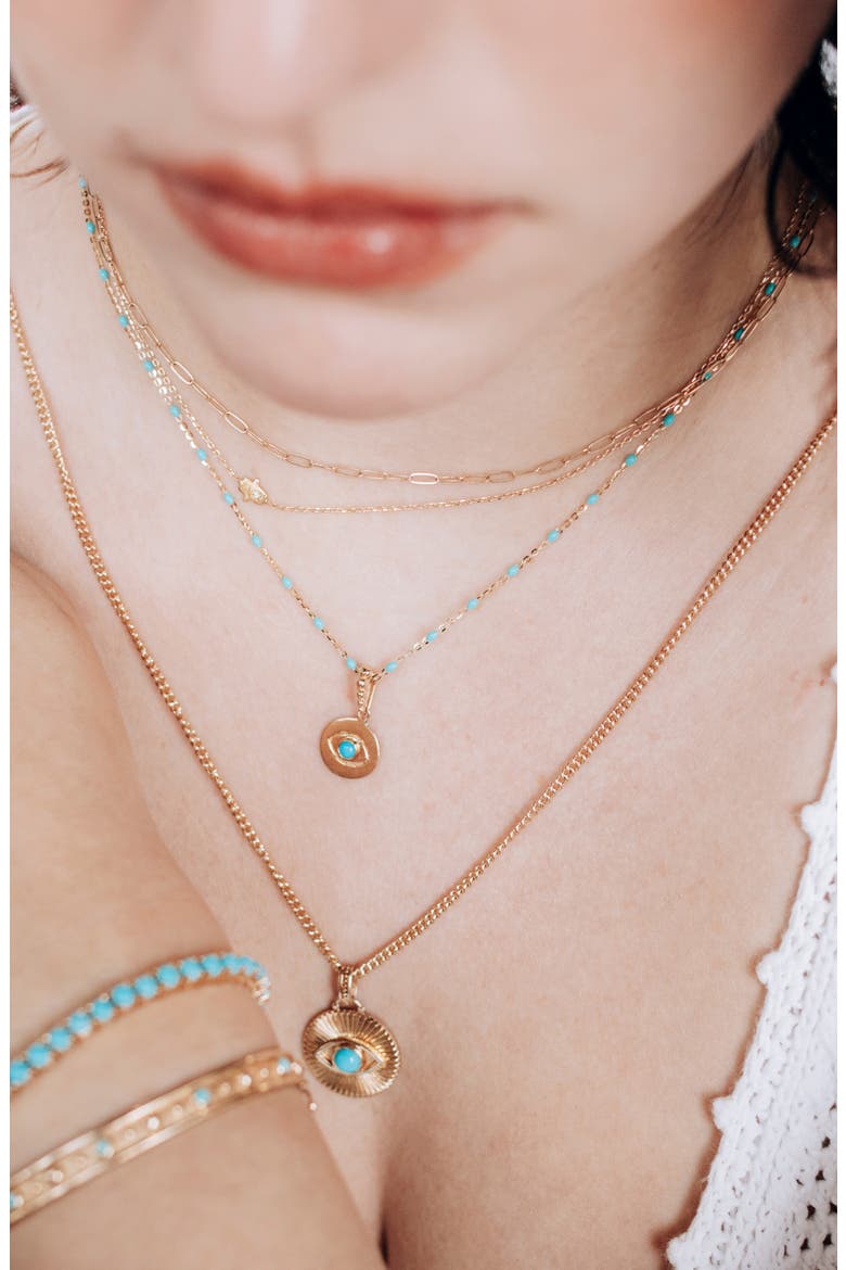 Bohème Beaded Enamel Station Necklace, Alternate, color, TURQUOISE