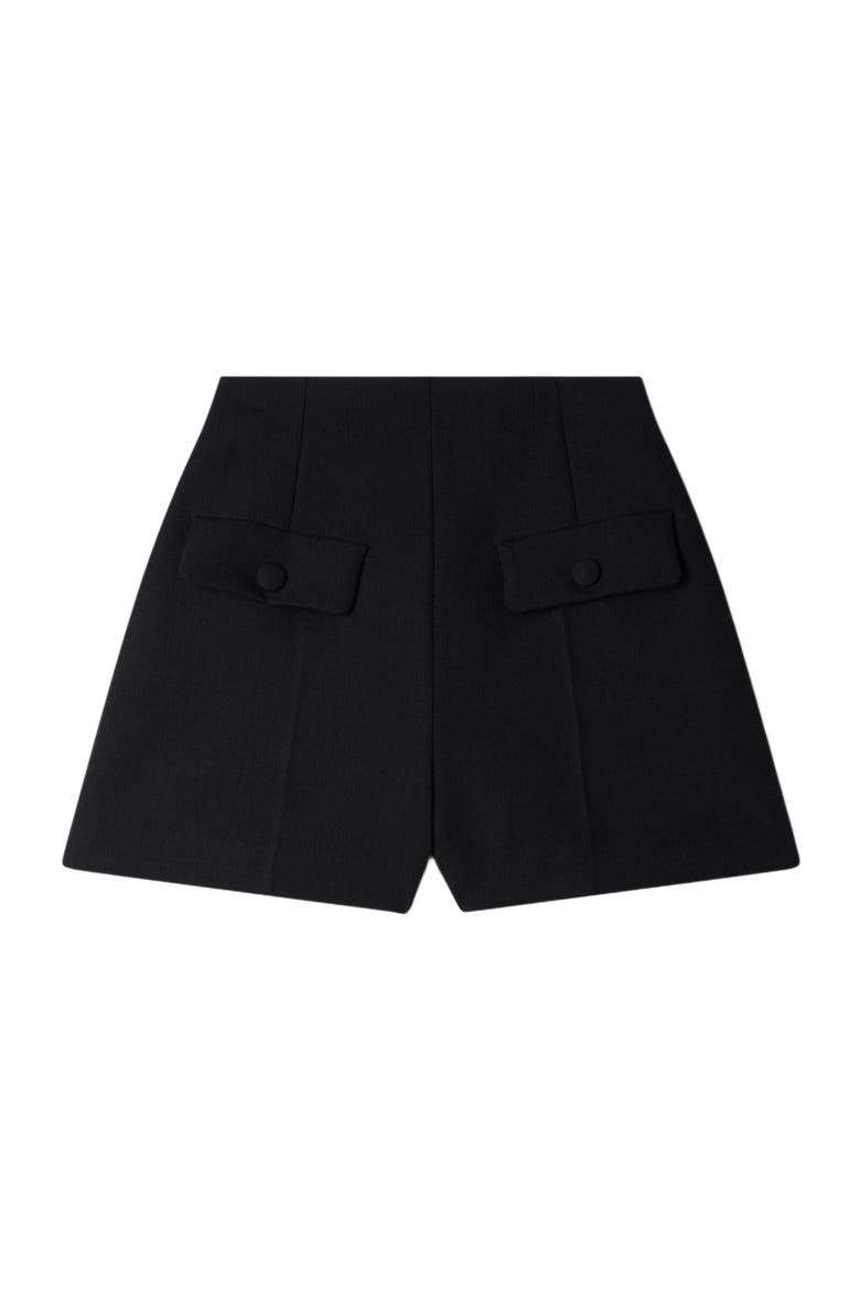 High-waisted wool shorts, Alternate, color, Black