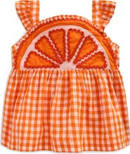 Mini Boden Kids' Novelty Fruit Strappy Gingham Babydoll Top