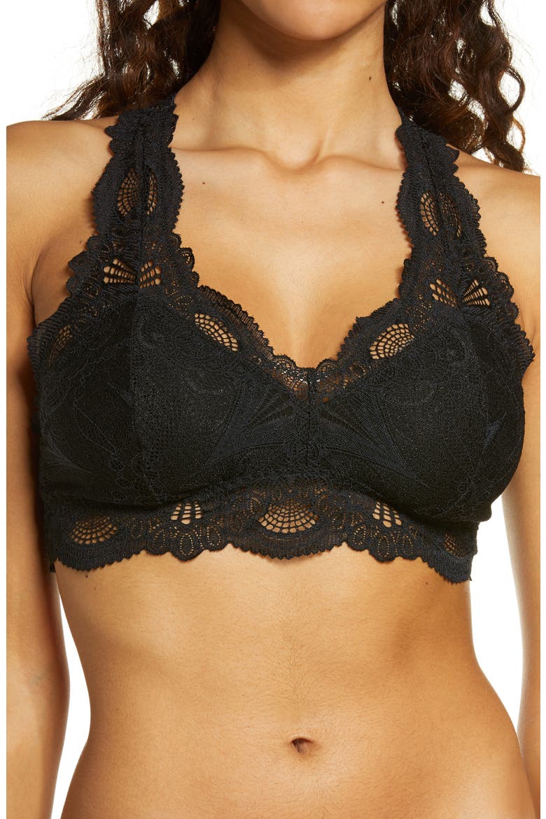 Belle Époque Lace T-Back Bralette, Main, color, BLACK