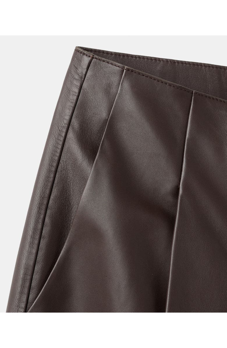 MANGO Selection Leather Straight Leg Pants, Alternate, color, Brown