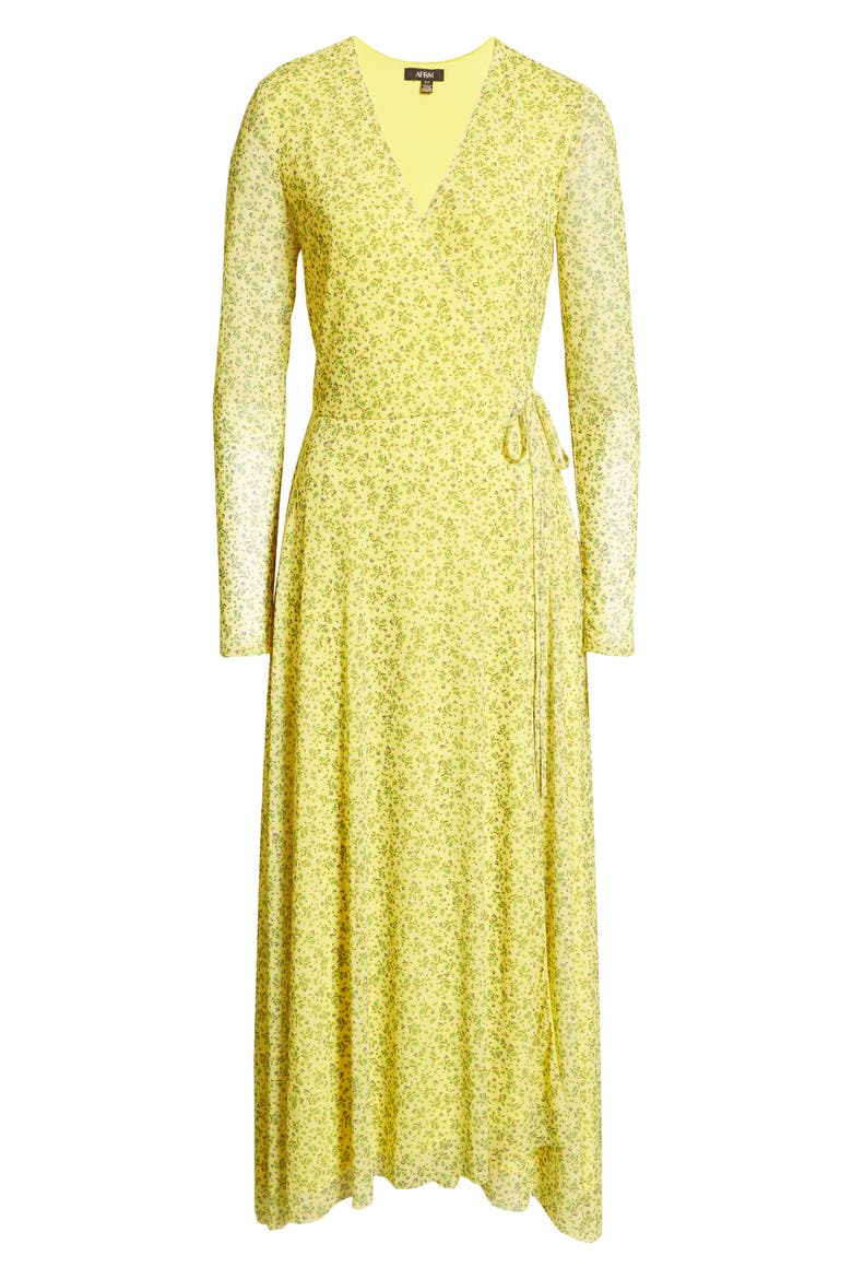 Wyatt Floral Long Sleeve Midi Wrap Dress, Alternate, color, BUTTERCUP DITSY