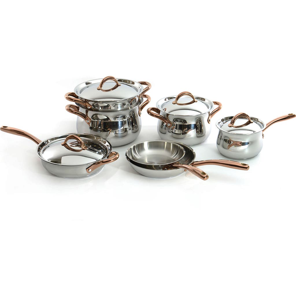 Berghoff Ouro Gold 14-piece Cookware Set In Silver/rose Gold/red
