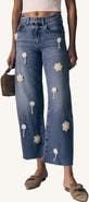 LE JEAN Nomad Flower Appliqué High Waist Wide Leg Jeans