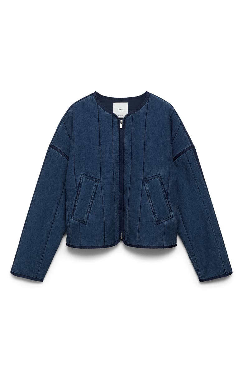 MANGO Quilted Indigo Cotton Jacket, Alternate, color, 
