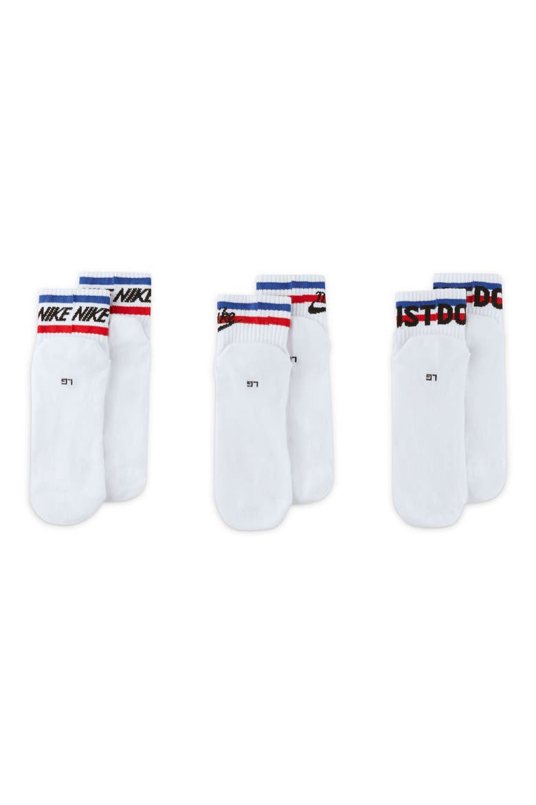 3-Pack Everyday Essential Crew Socks, Alternate, color, WHITE/ BLACK/ GAME ROYAL