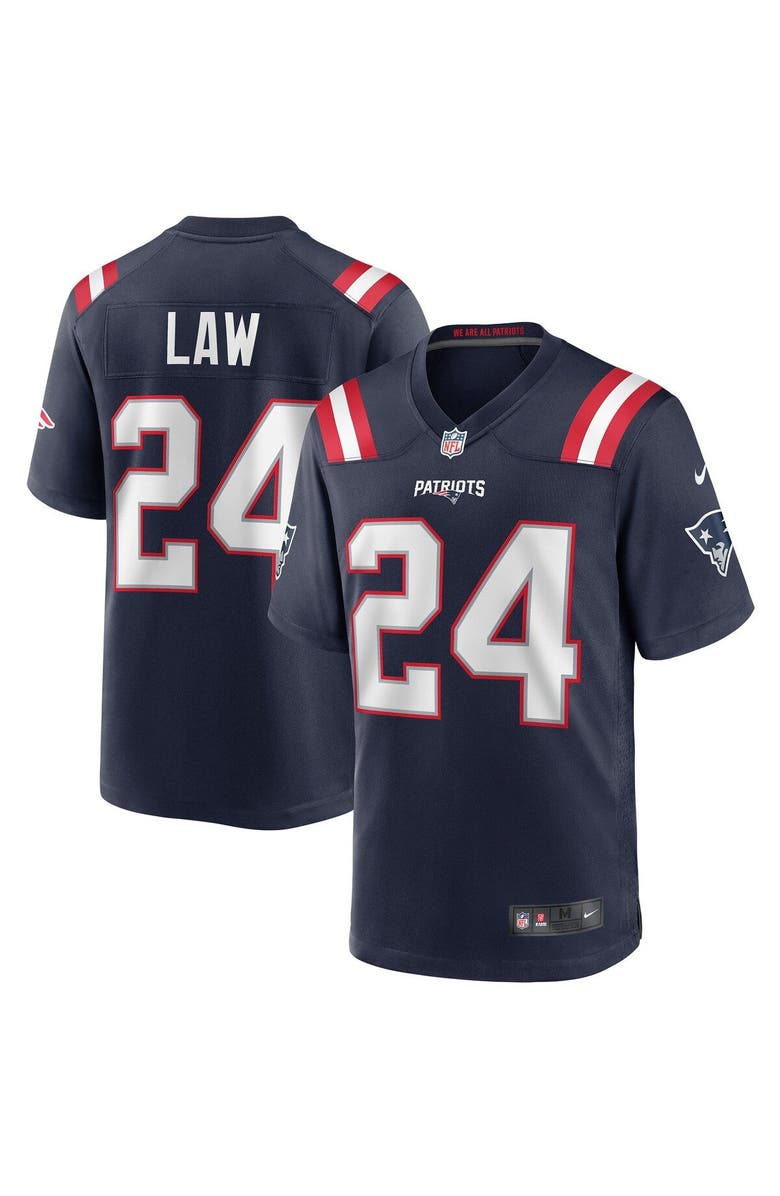 Nike Men's Nike Ty Law Navy New England Patriots Game Retired Player Jersey, Main, color,