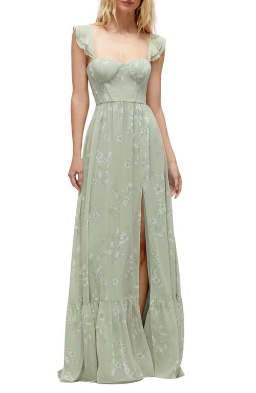 Dessy Collection Bustier Maxi Dress In Vintage Primrose Sage