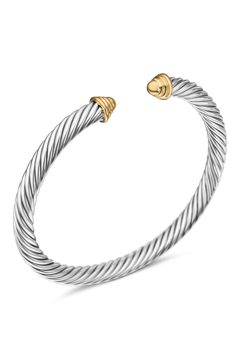 Classic Cable Bracelet in Sterling Silver with 14K Yellow Gold Domes, 5mm, Alternate, color, TWO TONE