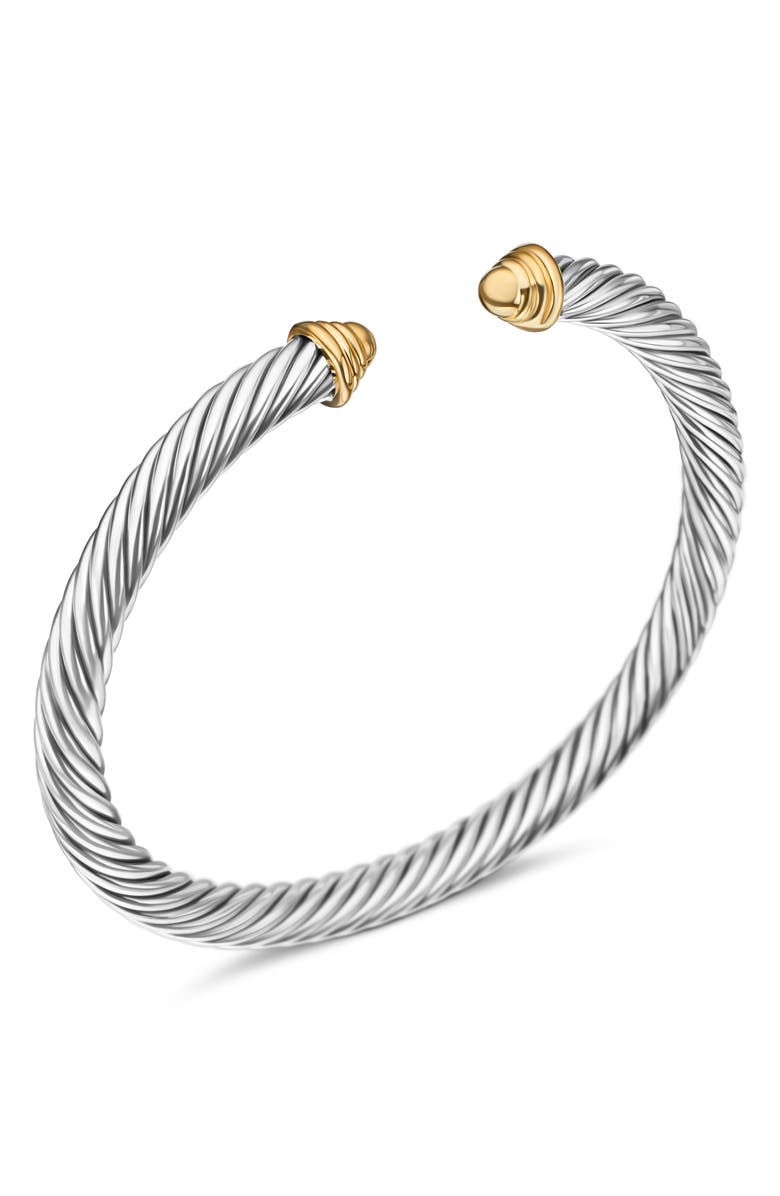 David Yurman Classic Cable Bracelet in Sterling Silver with 14K Yellow Gold Domes, 5mm, Alternate, color, Two Tone