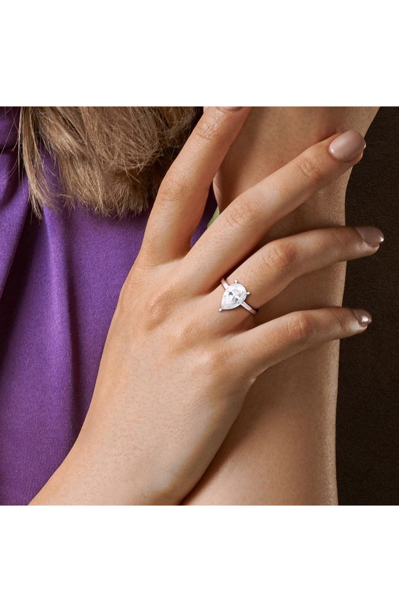 DELMAR Pear Cut Moissanite Ring, Alternate, color, White Silver