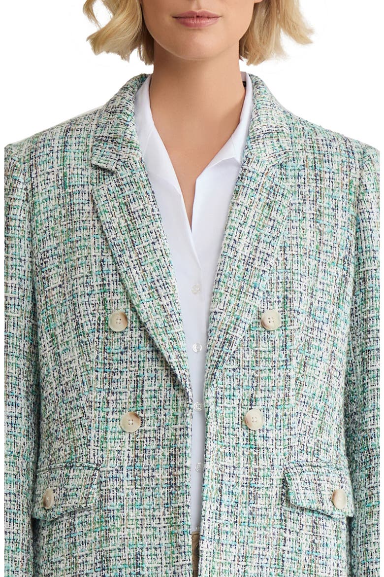 Faux Double Breasted Tweed Jacket, Alternate, color, KELLY MULTI
