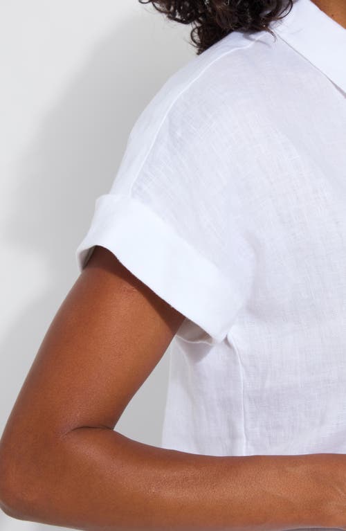 Lyssé Lyla Short Sleeve Linen Button-up Shirt In White