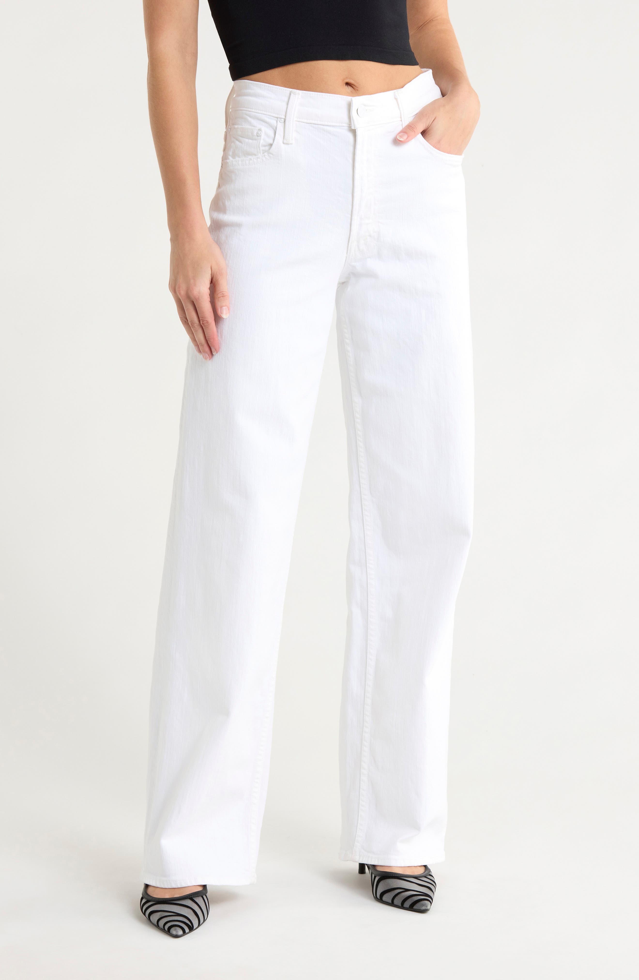 MOTHER The Spinner Zip Sneak Straight Leg Crop Jeans