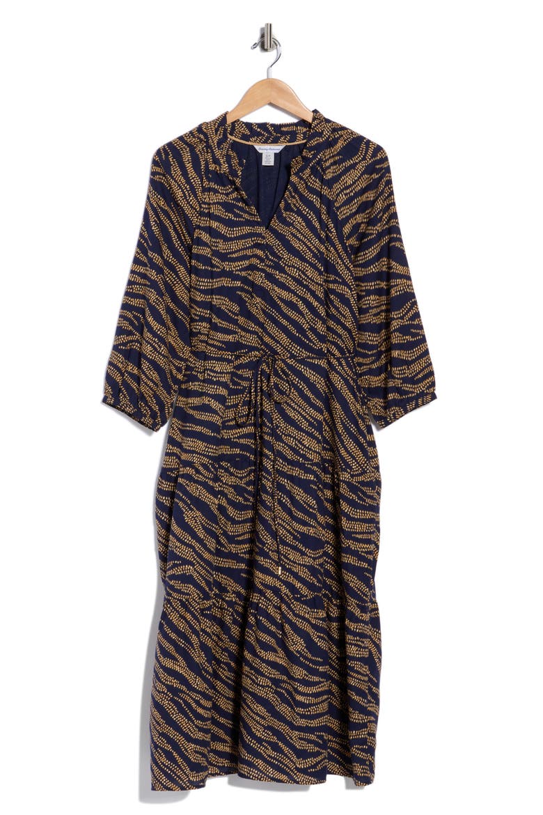 Zebra Bay Midi Dress, Main, color, CROISSANT