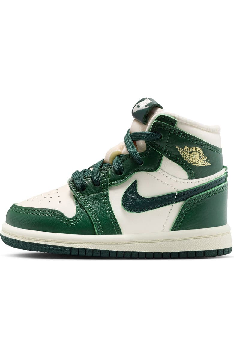 Jordan Kids' Air Jordan 1 Retro High OG Basketball Sneaker, Alternate, color, Pale Ivory/ Pro Green